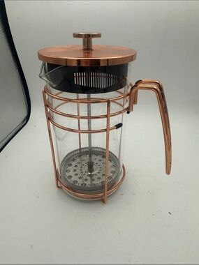 Cookmaster French Press coffee maker copper rose gold tone frame